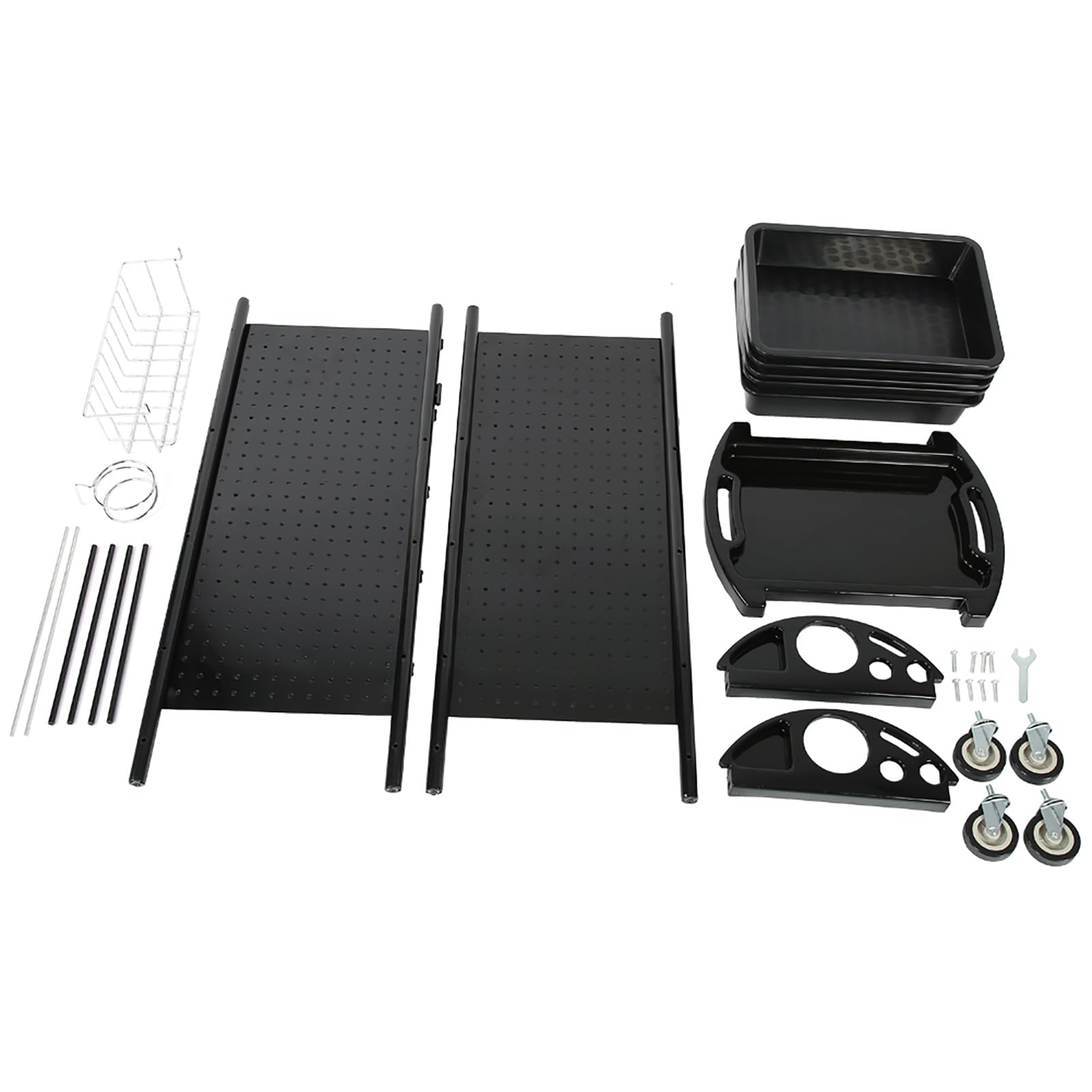 Friseurwagen Rollwagen mit 5 Schubladen, Friseurzubehör, Bedienungswagen, Schwarz, Eisen, 53 x 44 x 95 cm