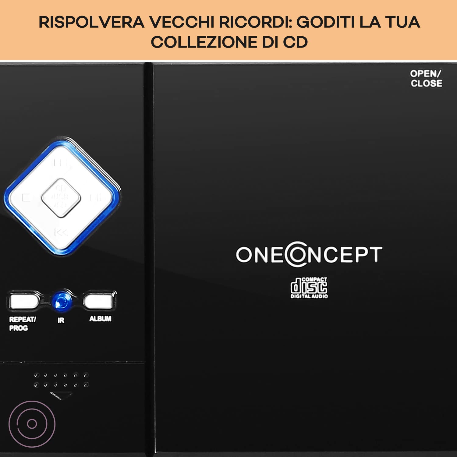 oneConcept Radio Portatile Lettore CD HiFi FM Stereo AUX 2 Altoparlanti Display LCD MP3 Ingresso SD 3W