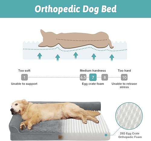 Miniatura 2 de Cama ortopédica para perro, sofá XL para mascotas para perros medianos o grandes, sofá de espuma de gran apoyo con funda de forro impermeable,