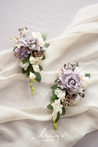 Miniatura 9 de Ling's Moment Ramilletes de hombros florales de rosa polvorienta y rubor, ramillete de madre de la novia, juego de 2, para aniversario de ceremonia