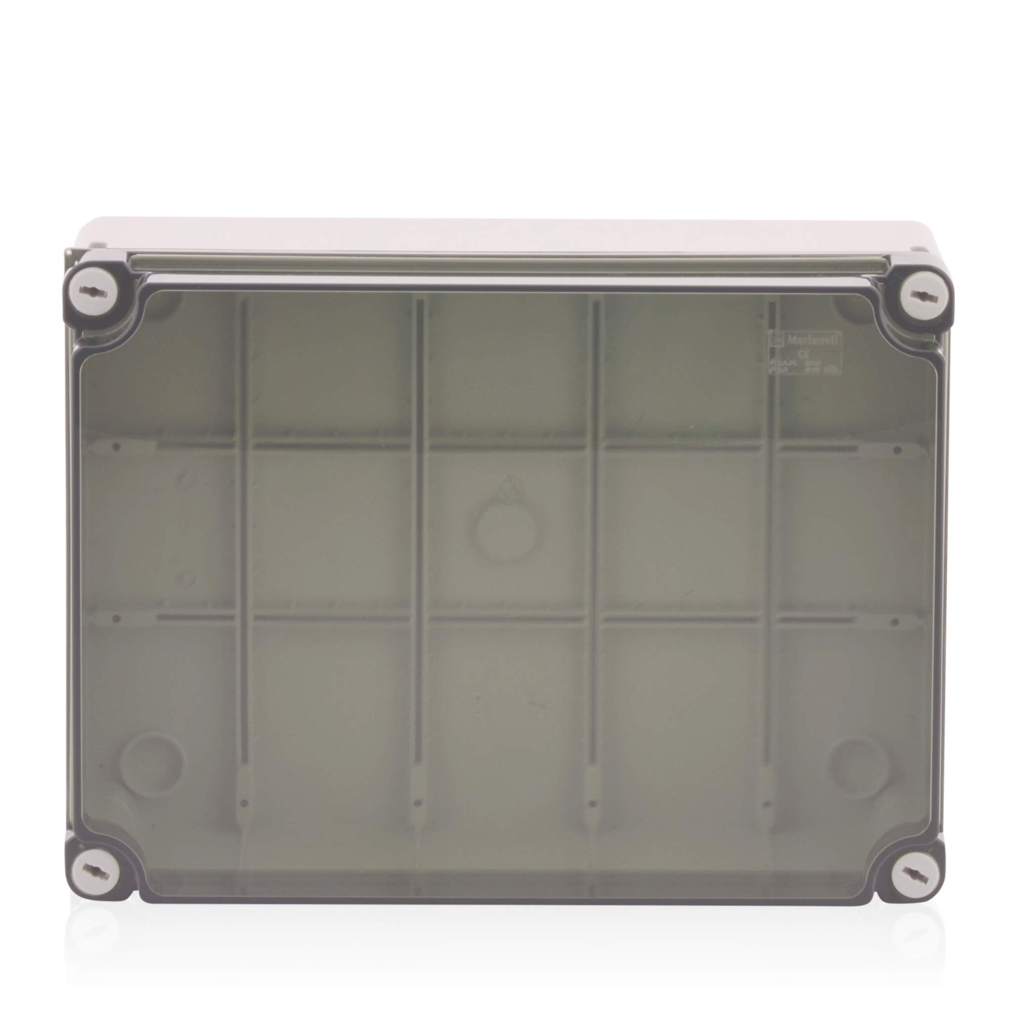 Carcasa de instalación montada en superficie, caja de conexiones Carcasa de plástico | 300x220x120mm | IP65 | Tapa transparente Caja de distribución Carcasa vacía Carcasa industrial, armario de conexiones