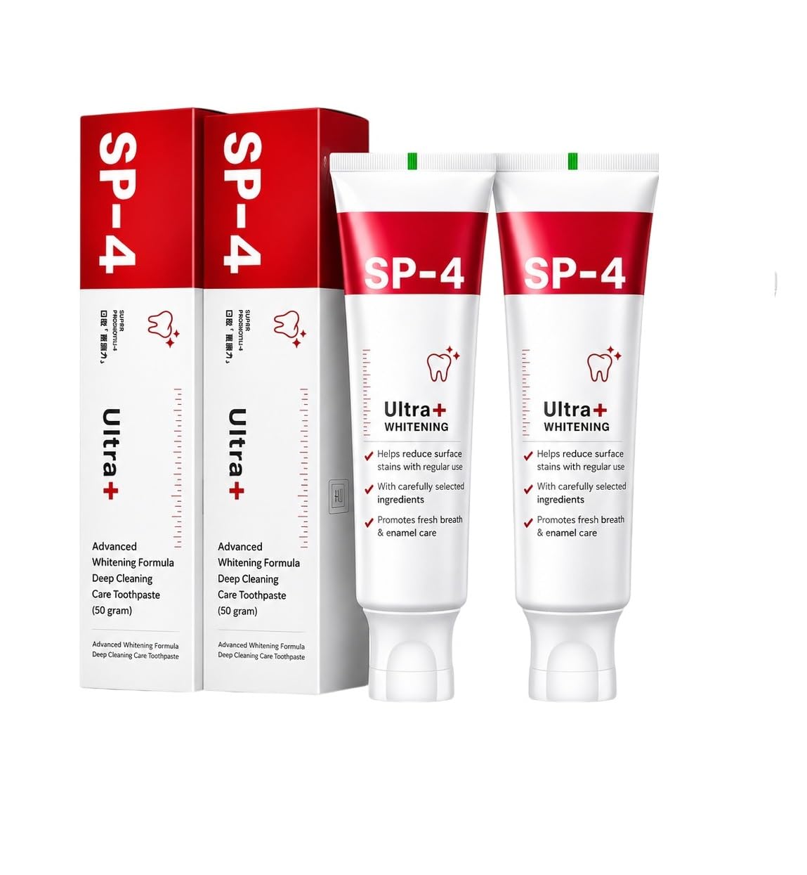 sp-4 ultra whitening toothpaste | helps reduce surface stains with regular use | fresh breath & enamel care | daily oral care toothpaste pack of 4