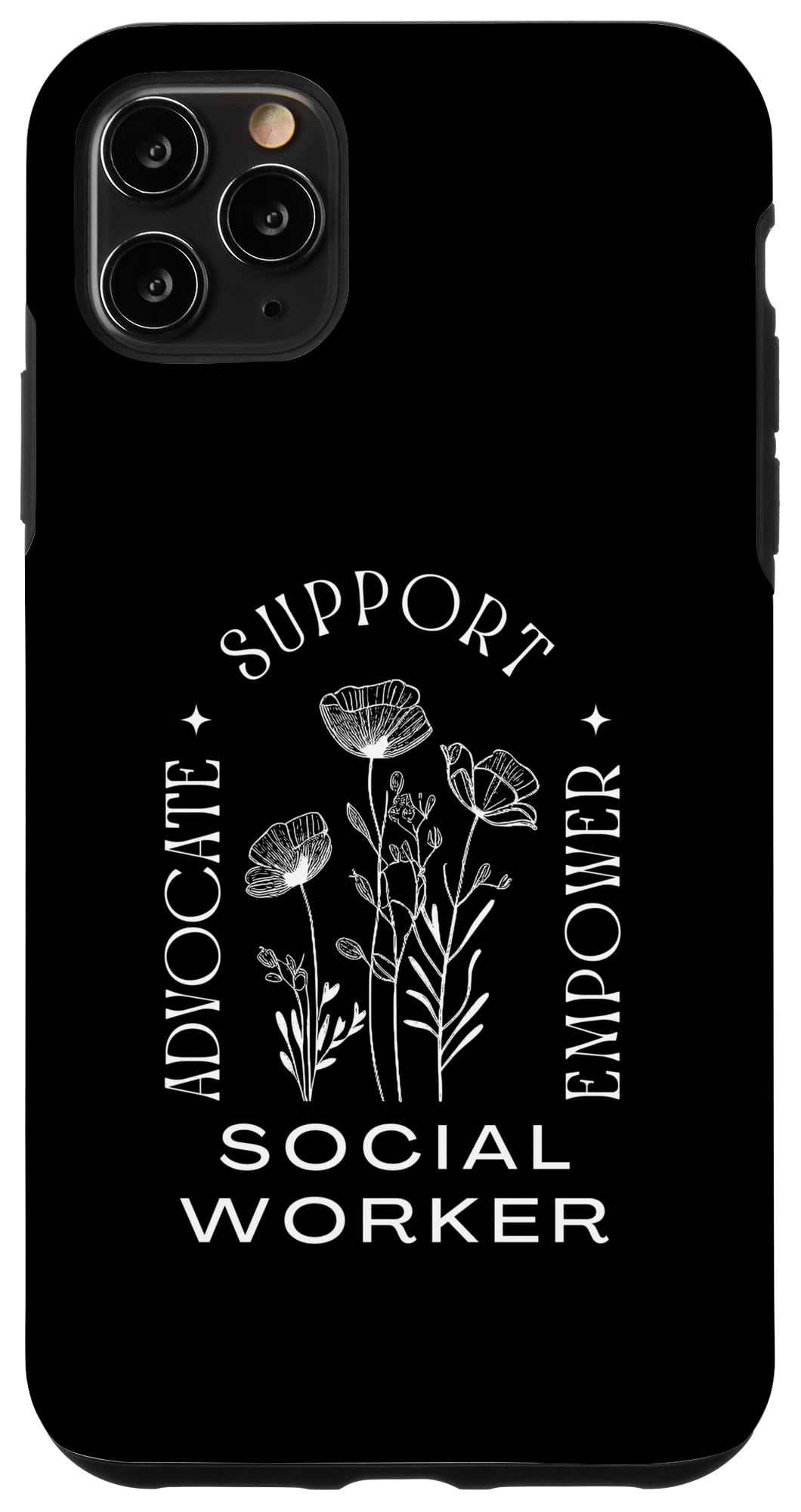 iPhone 11 Pro Max Social Worker Flower Minimalist Vintage Women Girls Case