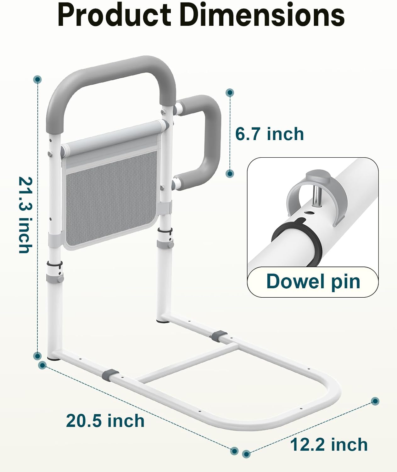 Bed Rails for Elderly Adults Safety, with Double Non-Slip Handle & Storage Pouch, Fits Most Bed Sizes, Bed Assist Rails for Seniors and Post-Surgery,Reduce Falls & Support Independence