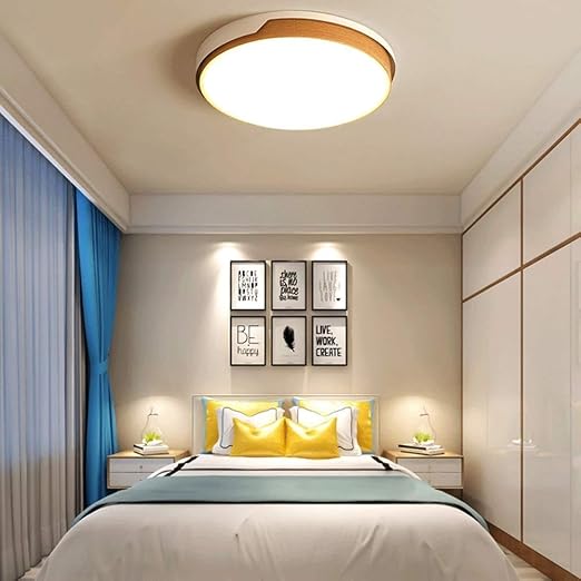 Amazon Co Jp 書斎led天井照明寝室円形天井ランプ 現代的なミニマリストの模造木目調ライトライブラリレストラン Whitelight 50cm30w ホーム キッチン