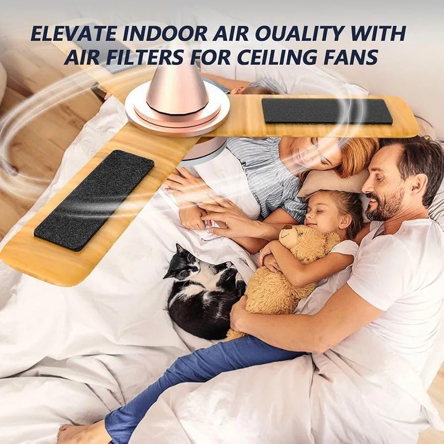 Image of Ceiling Fan Blade Dust Collector Pads, 3 Pack, Black | Reusable Foam Pads, Easy Attachment, Traps Dust, 3-Blade Fan Compatible, Self-Adhesive