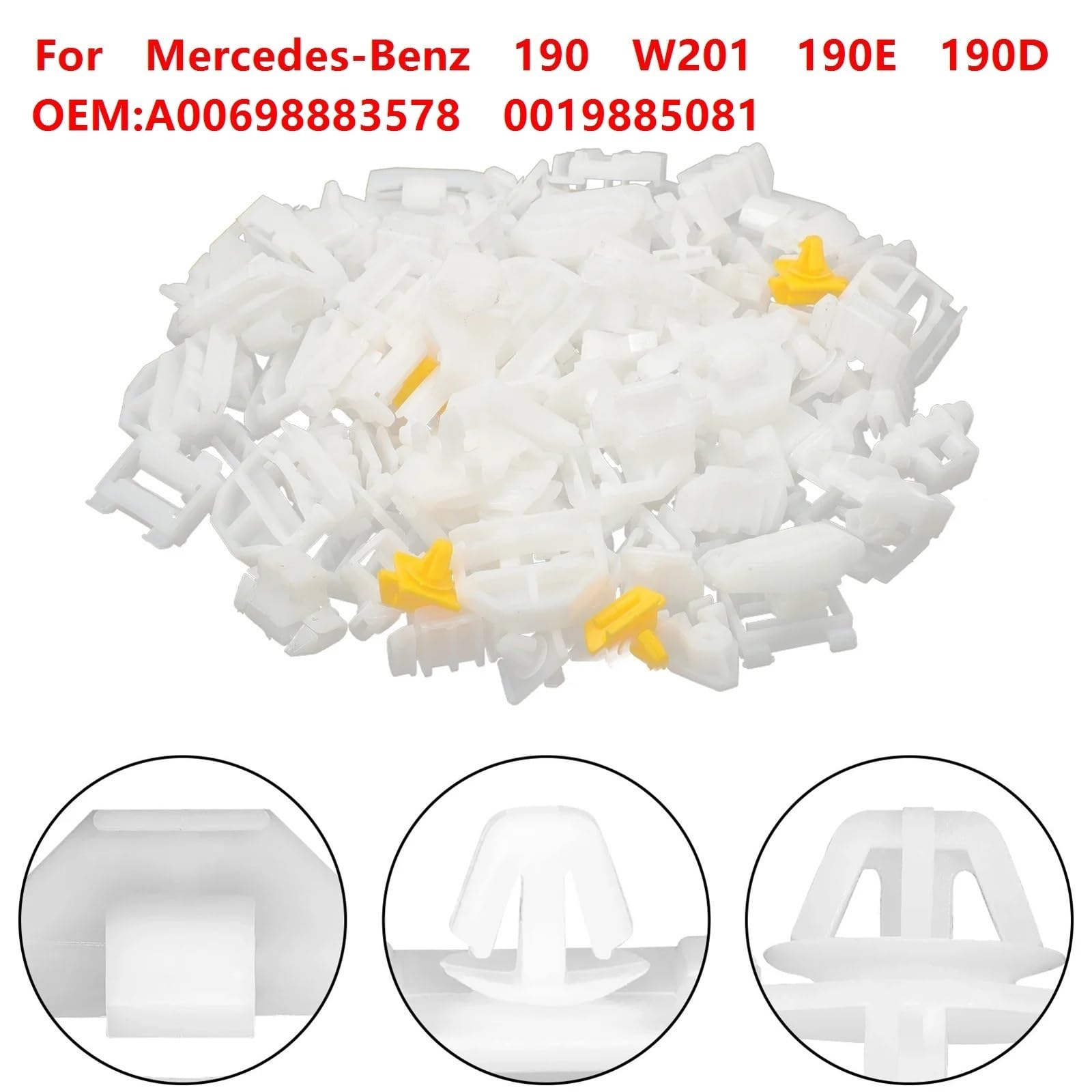124-teiliges Befestigungsclip-Türverkleidungs-Klemmen-Set (OEM: A00698883578 0019885081), Kompatibel Mit 190 W201 190E 190D