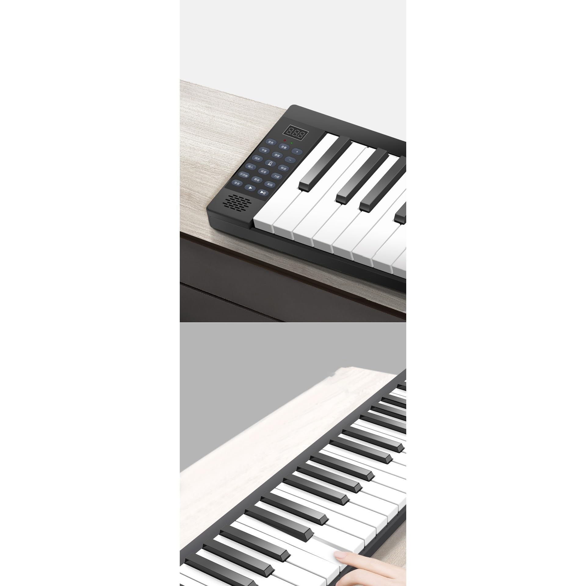 Amazon | 折りたたみピアノ スピーカー付き ブラック 英語キー 88鍵
