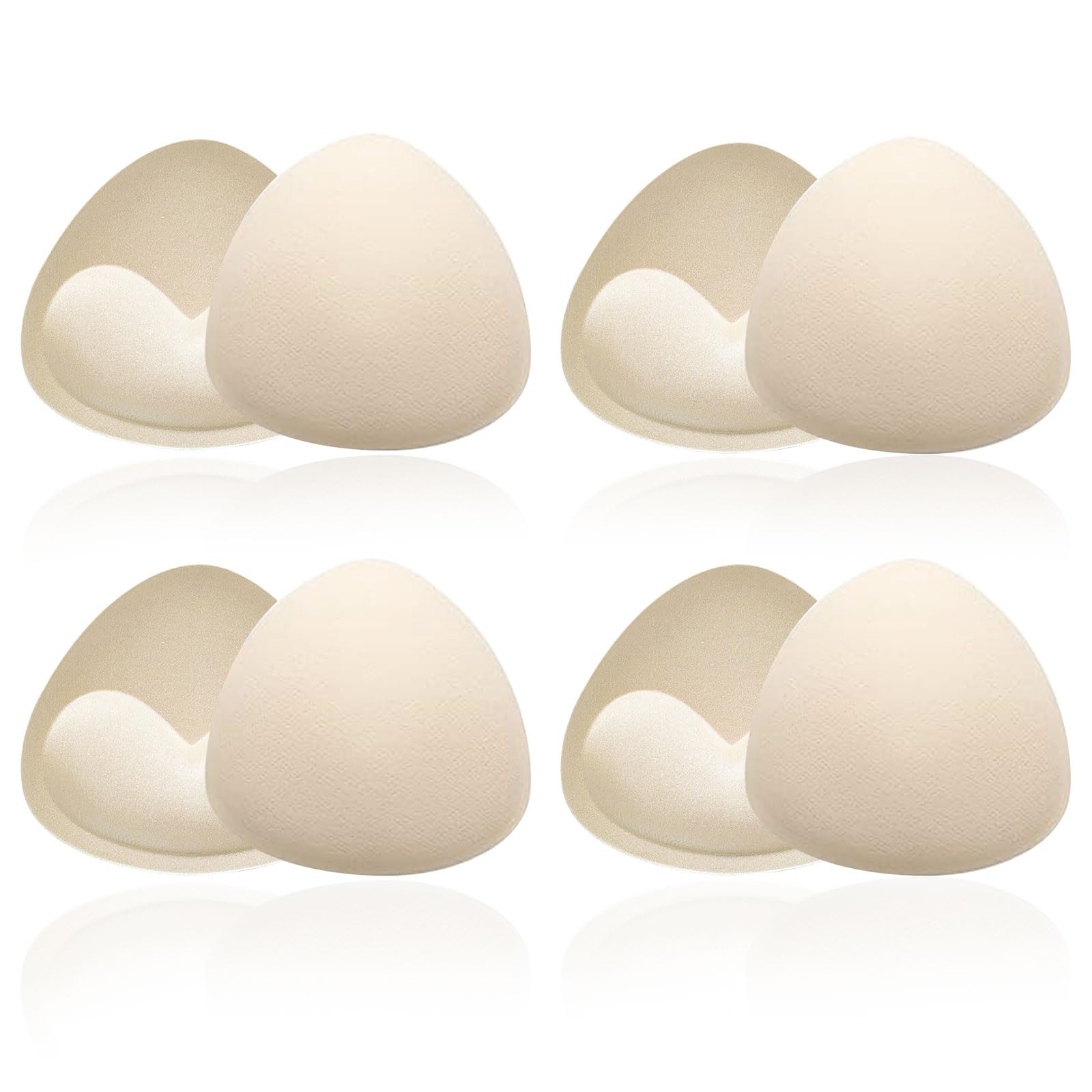 UILYNIU 4 Pairs Bra Pads, Removable Push Up Sports Bra, Bra Pads Inserts, Cups Replacements, Comfortable Breathable Bra Padding, Triangle Breathable Bra for Bikini Top Swimsuit (Beige)