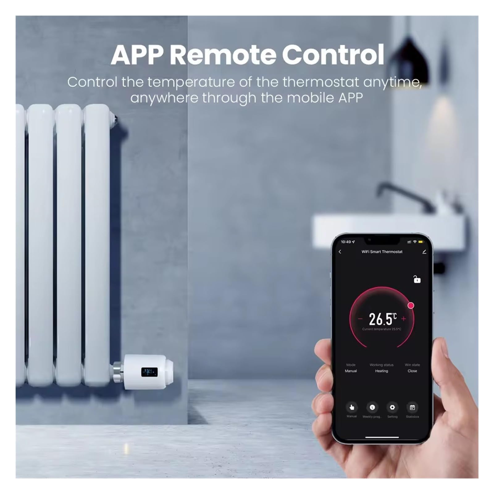 Termostato Inteligente, Termostato WiFi, Cabezal termostático Inteligente, actuador de válvula de radiador, Controlador de Temperatura de calefacción for el hogar.,Digital programable(4PCS)