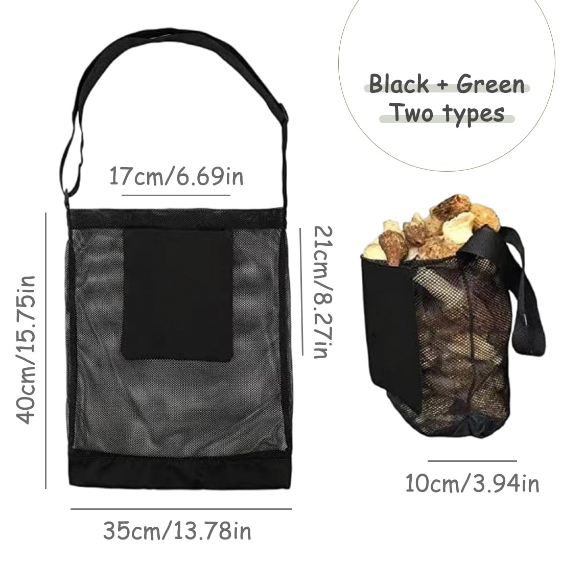 Borse da Picnic in Rete con Tracolla Regolabile per Raccolta Funghi e Caccia