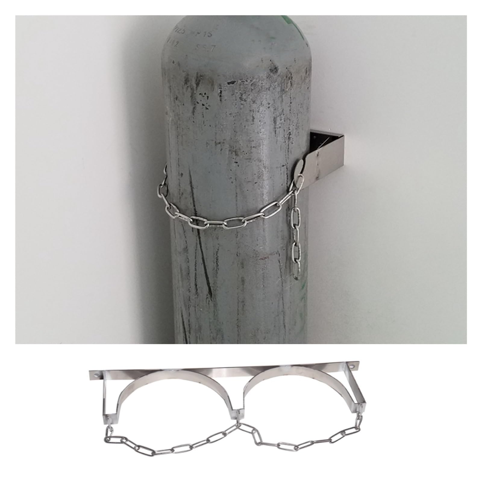 Soportes para bombonas de oxígeno 12 23 34 IN Gradilla Fija Para Bombonas De Gas De Acero Inoxidable, Soporte De Pared Para Bombonas De 40/ 50 L Con Cadena Ajustable, Soporte Para Bombonas De Gas De H