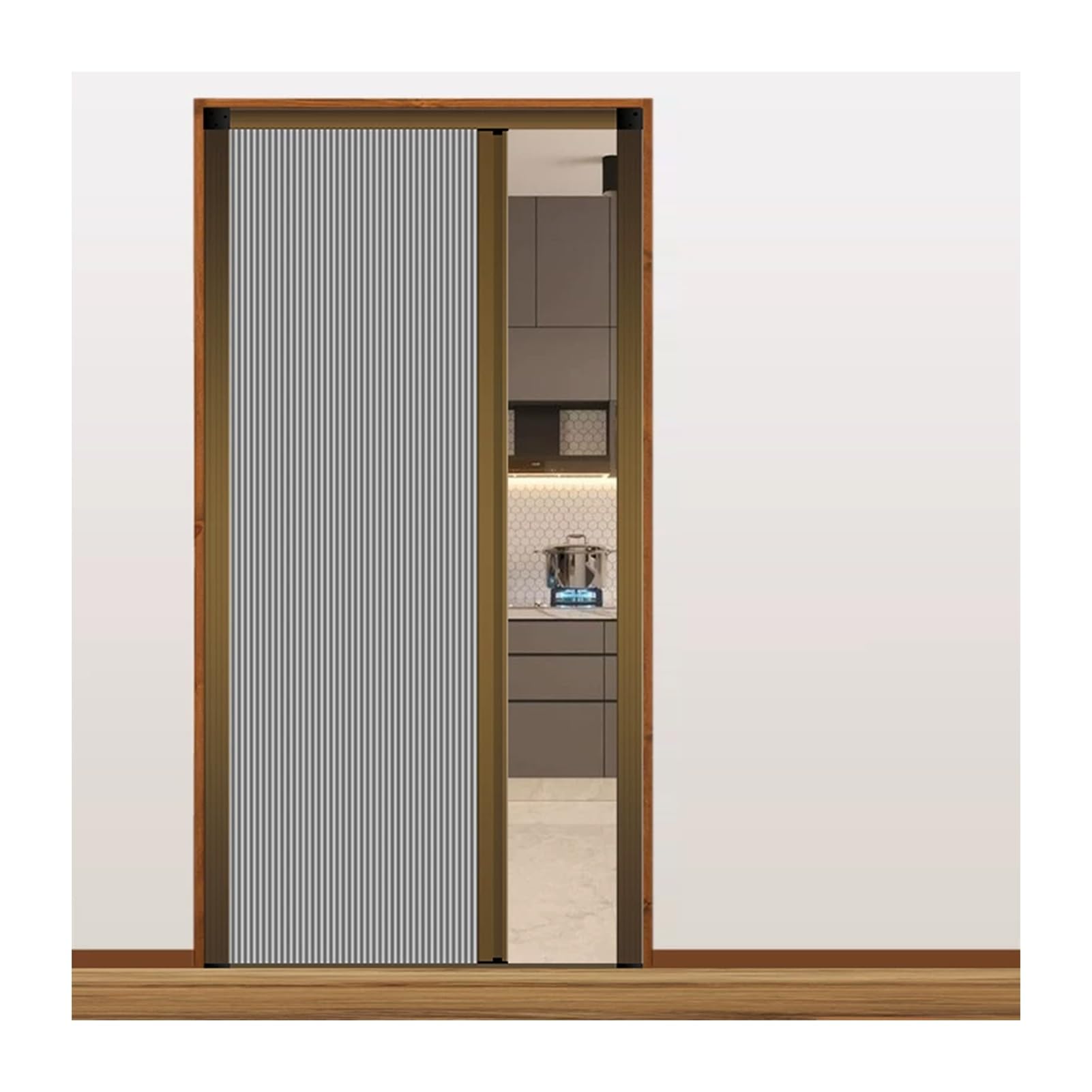 Folding Accordion Door Interior, No‑Drilling Honeycomb Fabric Privacy Door for Staircase Small Space Renter Friendly, Custom Size(Gray,81.5x213.4CM)