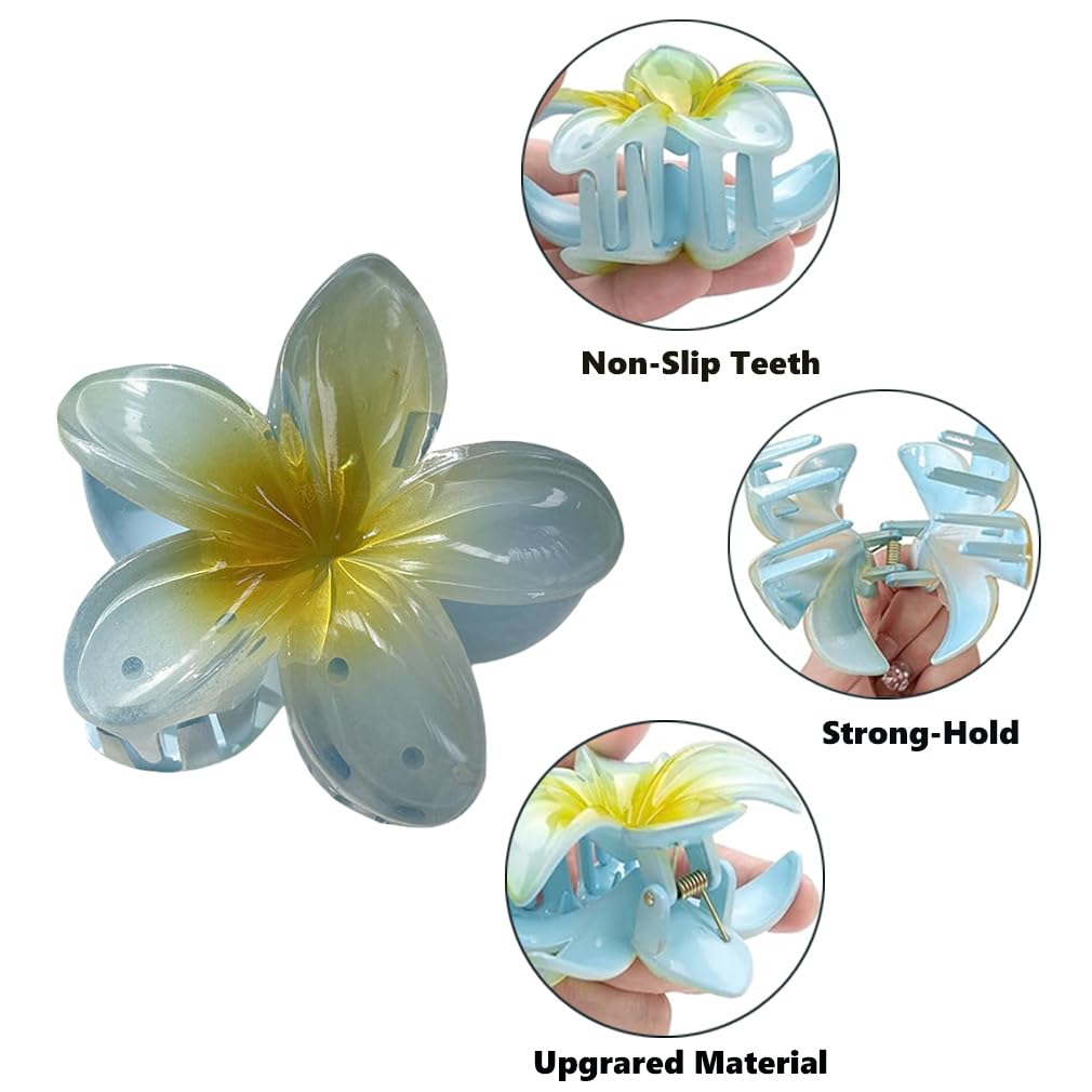6 Flower Hair Clips, Acrylic Hair Clips - Image 3