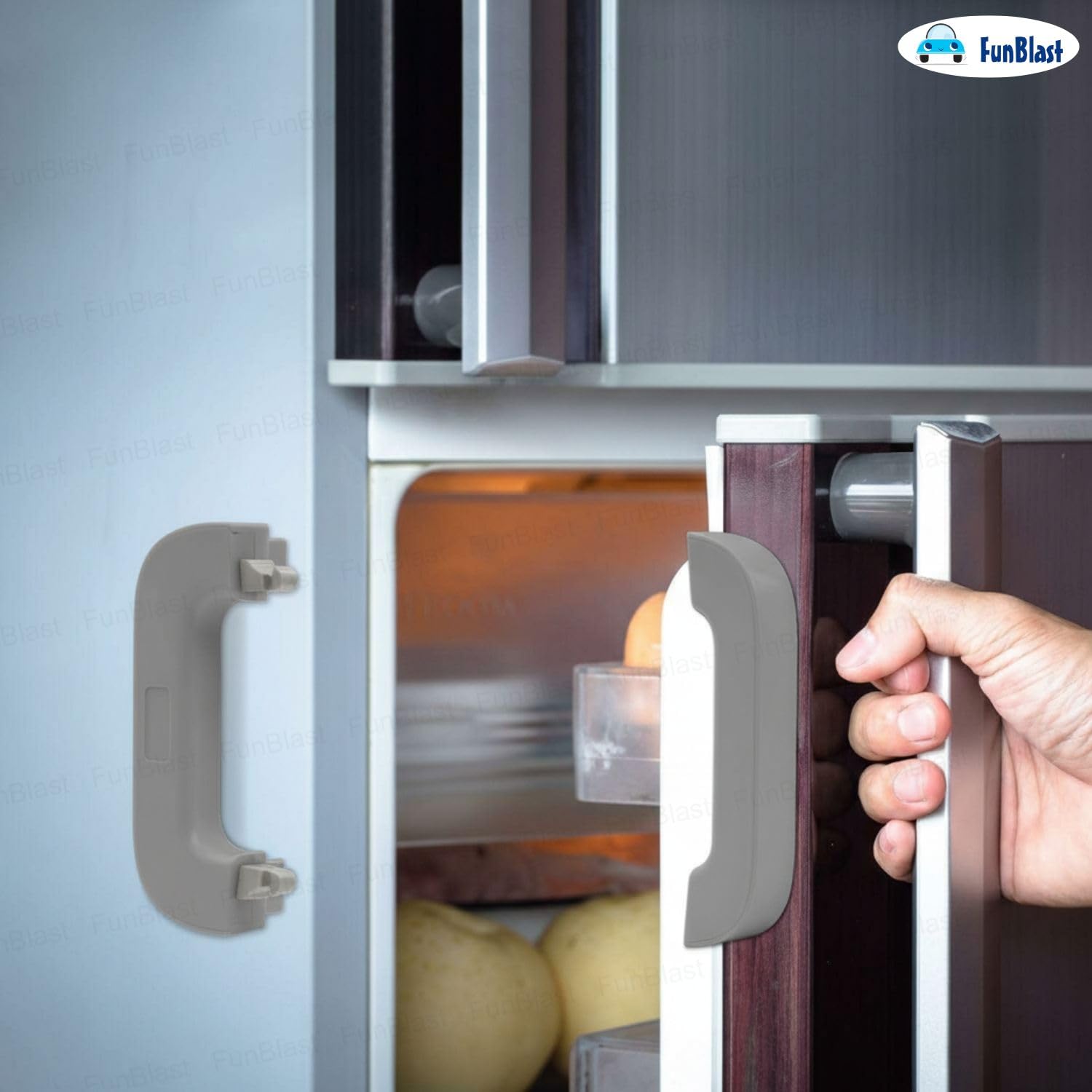 FunBlast Sliding Door & Window Safety Lock – No Drill Child Safety Lock for Refrigerator, Sliding Windows, Balcony Doors & Wardrobes, Easy Installation Adjustable Locks (Grey) — Amazon image 6