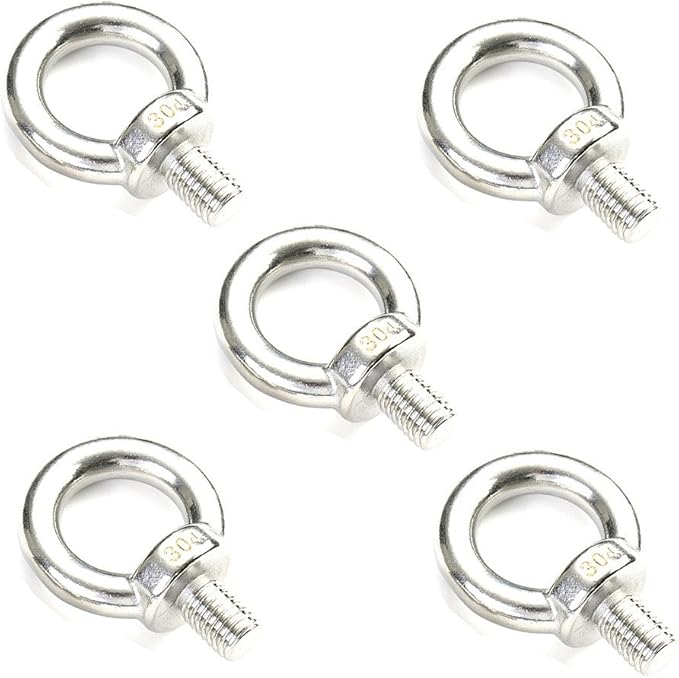 SamIdea(TM) 5PCS M6 Ring Eye Bolt Stainless Steel Screw Bolt With Male Thread