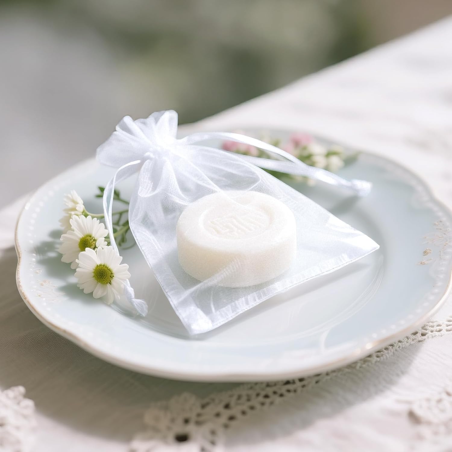 G2PLUS 30PCS White Oragnza Bags 4x6 In - Drawstring Organza Bags, Sheer Mesh Jewelry Pouches, Candy Gift Wrap Pouches for Christmas, Baby Shower, Wedding Party Favors - Image 7