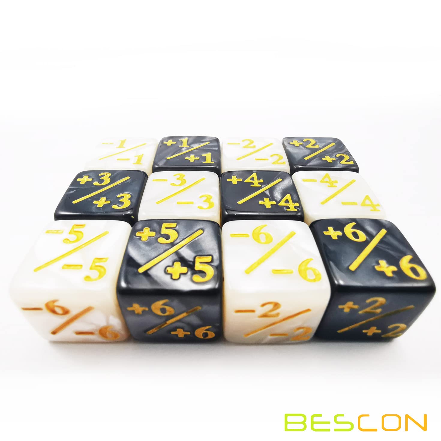 12pcs 16mm Positive and Negative D6 Dice Counters Set in Brick Box, Marble Token Dice Compatible with MTG, CCG, Car - Image 4