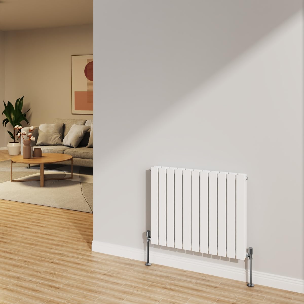 Nrg Gloss White 600X748mm Radiator Horizontal Flat Panel Double Radiator
