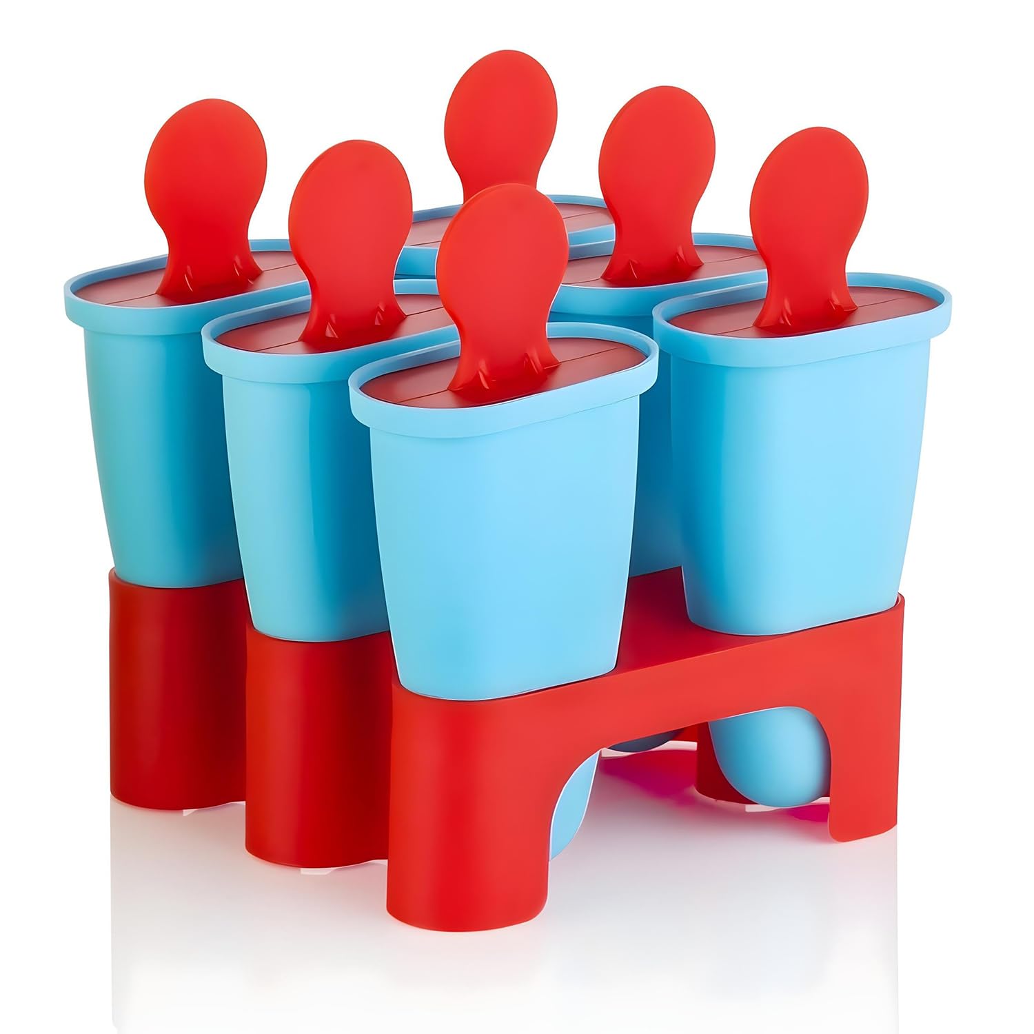 Oblivion Set of 6 Ice Pop Makers | Frozen Ice Cream | Plastic Reusable Dishwasher Safe Durable Ice Pop Molds | for Children & Adults | Reusable Tray with Sticks | Summer Dessert (Multicolour)