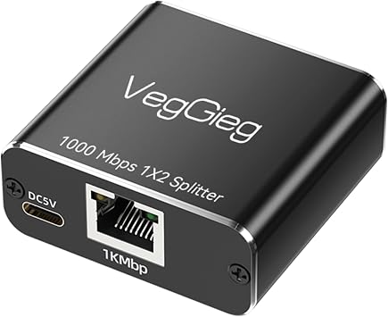 VegGieg 1 Input 2 Output RJ45 Gigabit Ethernet Multiplexer Splitter Adapter