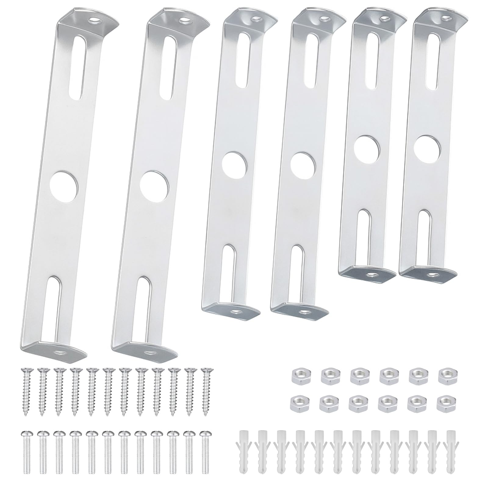 Photo 1 of Qulkws 6 Packs Universal Light Fixture Mounting Bracket Square Kit, 4.1-4.7 Inch Light Fixture Mounting Bracket, Universal Lamp Crossbar Hardware Set with Screws for Ceiling Lights Plate Wall