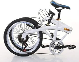 SHZICMY 20 Inch Carbon Steel Foldable Bicycle Small Unisex Folding Bicycle 7-Speed Variable Speed, Front V Brake And Rear Brake, Adult Portable Bicycle City Bicycle (white)