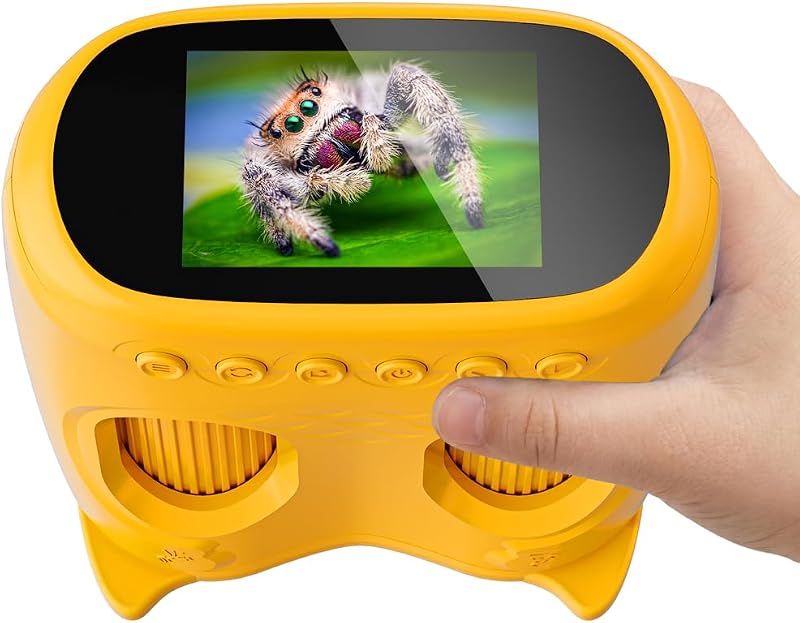 2 en 1 Microscope Numérique pour Enfants et Télescope, Temodu IPS 4K 2.0 Pouces 1000X Microscope Enfant, Télescope Rechargeable 8 Lumières LED, Sciences de Plein air pour Les 3 Ans et Plus
