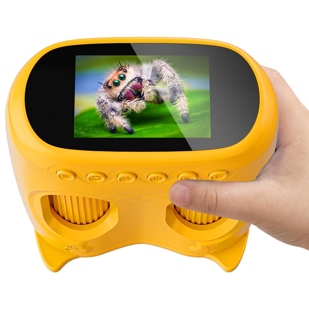 2 in 1 Microscopio Bambini e Telescopio, Temodu Microscopio Digitale da 2.0‘’, Elettronico Portatile Telescopio 10X con 8 luci LED, può essere utilizzato come regalo di compleanno o di Natale (Orange)