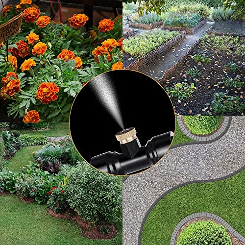 HAXIHA 10m Kit d’Irrigation Système avec 10 Buses de Brume avec Joint en T,Système de Refroidissement parbrumisateur par Brouillard pour Jardin,Serre(Noir） – vue 8