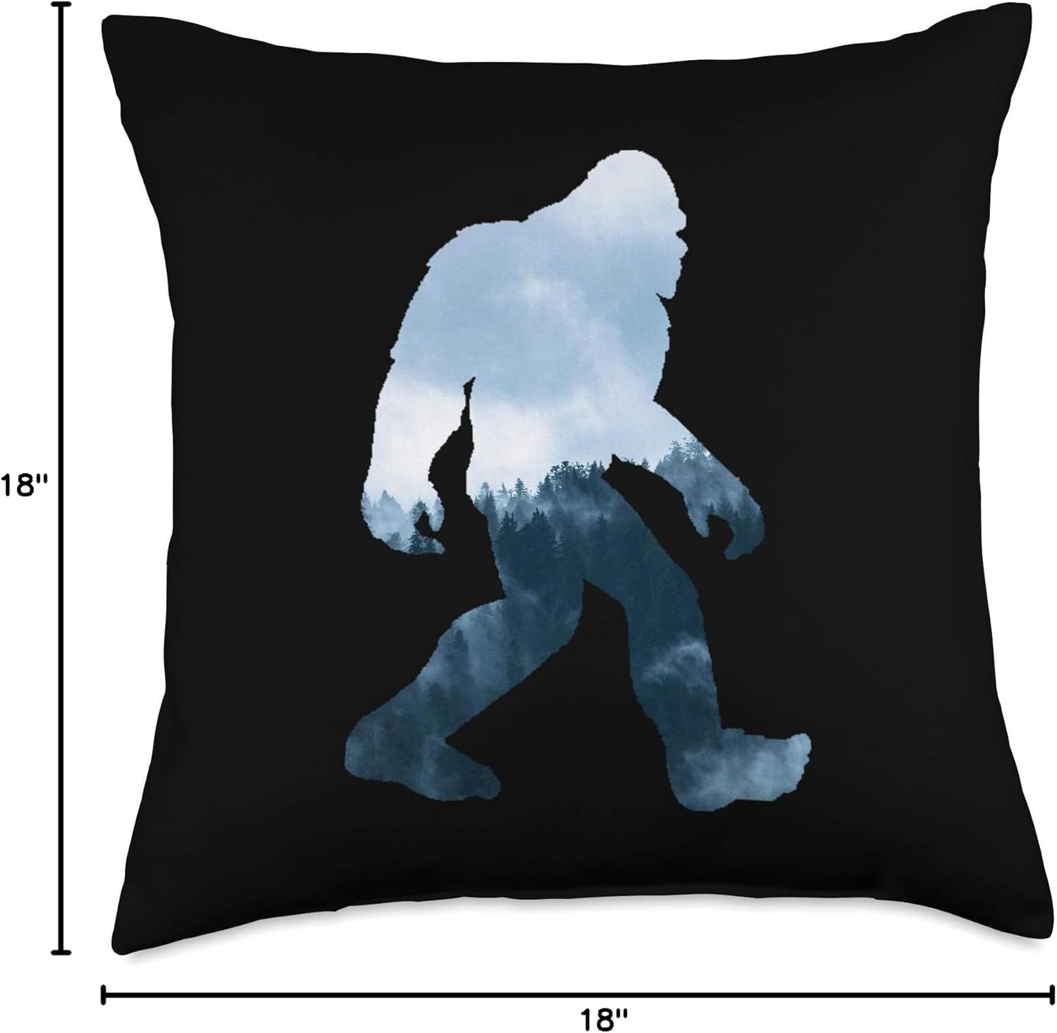 Bigfoot Sasquatch Yeti Forest Double Exposure Figure Throw Pillow