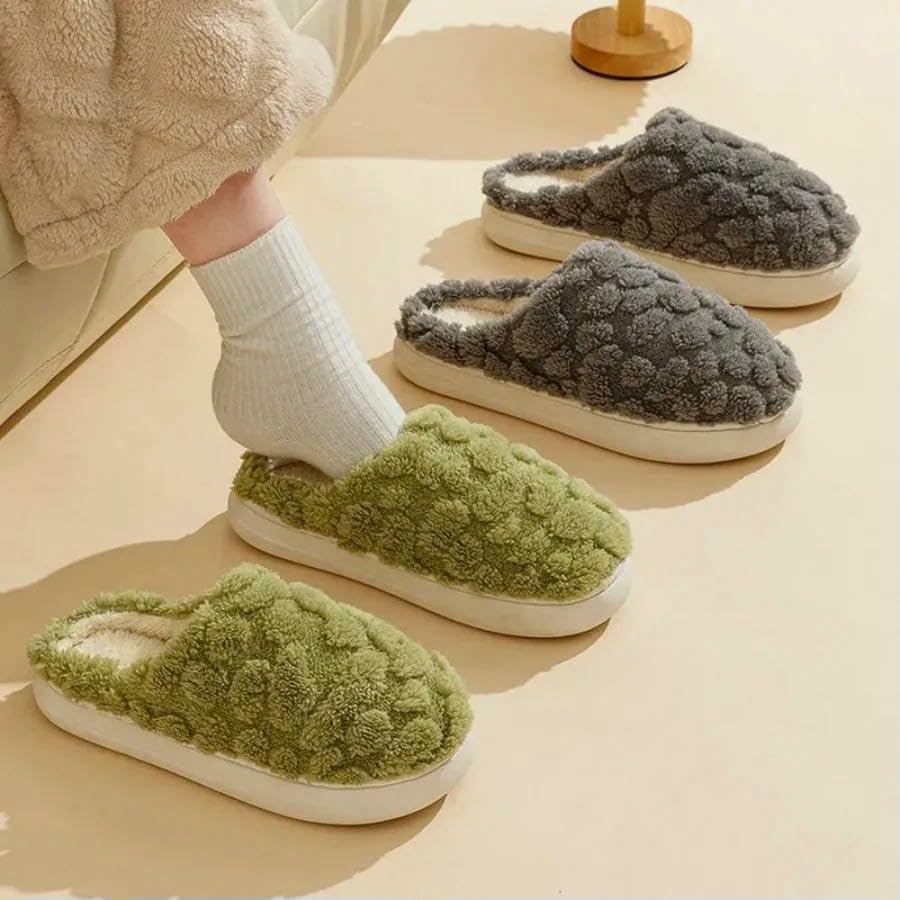 Slippers Winter Cotton Shoes For Women Cute Thick-Soled Warm Plush Slippers Couple Home Flat Shoes3