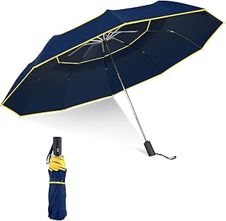 Kalolary 62 Inch Automatic Golf Umbrella Extra Large Folding Umbrella Windproof Compact Umbrella Double Canopy Umbrella Travel Folding Umbrella Oversize Rain Umbrella for Home Family Use