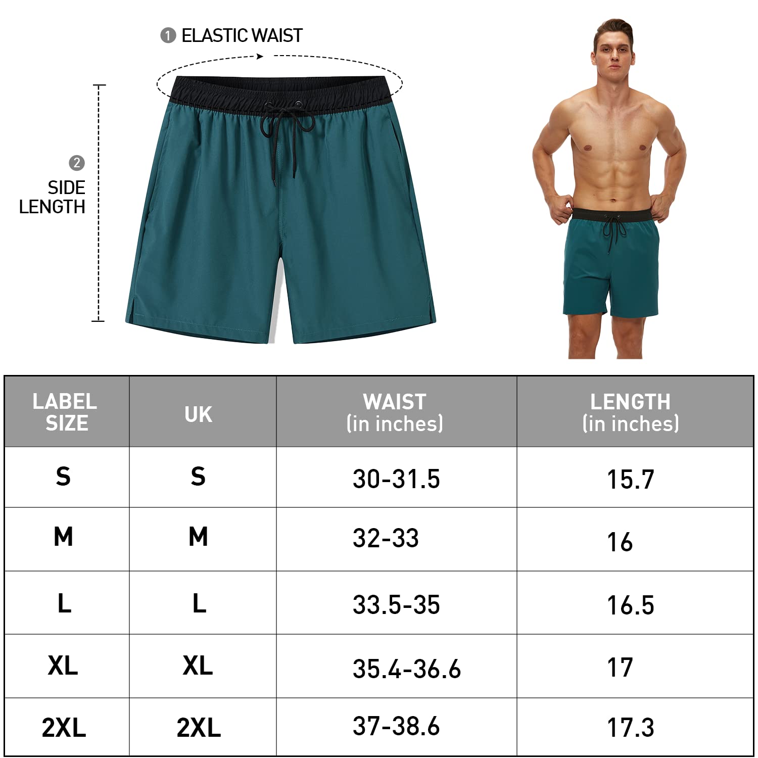 Arcweg Pantaloncini da Bagno Uomo Asciugatura Veloce Calzoncini da Bango Mare Beach Costume da Bagno Fodera Rete con Taschino e Coulisse Trunks