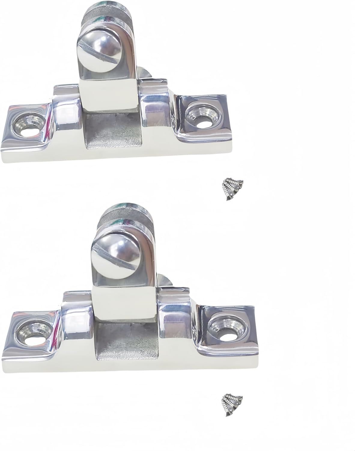NRC&XRC Four Pieces of 316 Stainless Steel Universal Boat or Yacht Bimini Top Deck Hinge, 180 Degrees Bimini Top Fitting Hardware with Screws(4), SILVERY, WJBPM-180