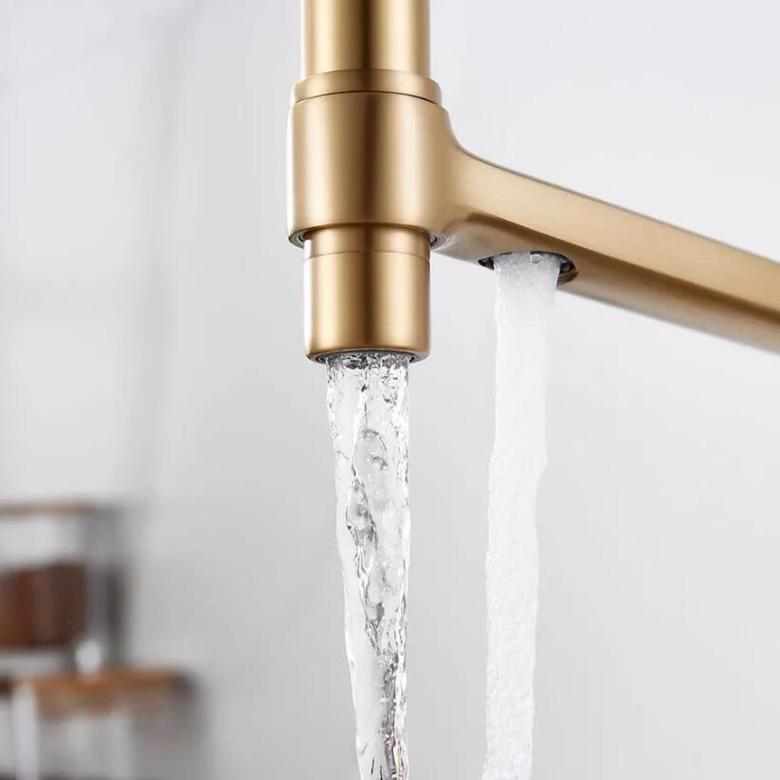 Grifo Cocina 3 Vias Osmosis Latón Giro 3 en 1 Grifo de Fregadero de Cocina-Oro Cepillado + Blanco