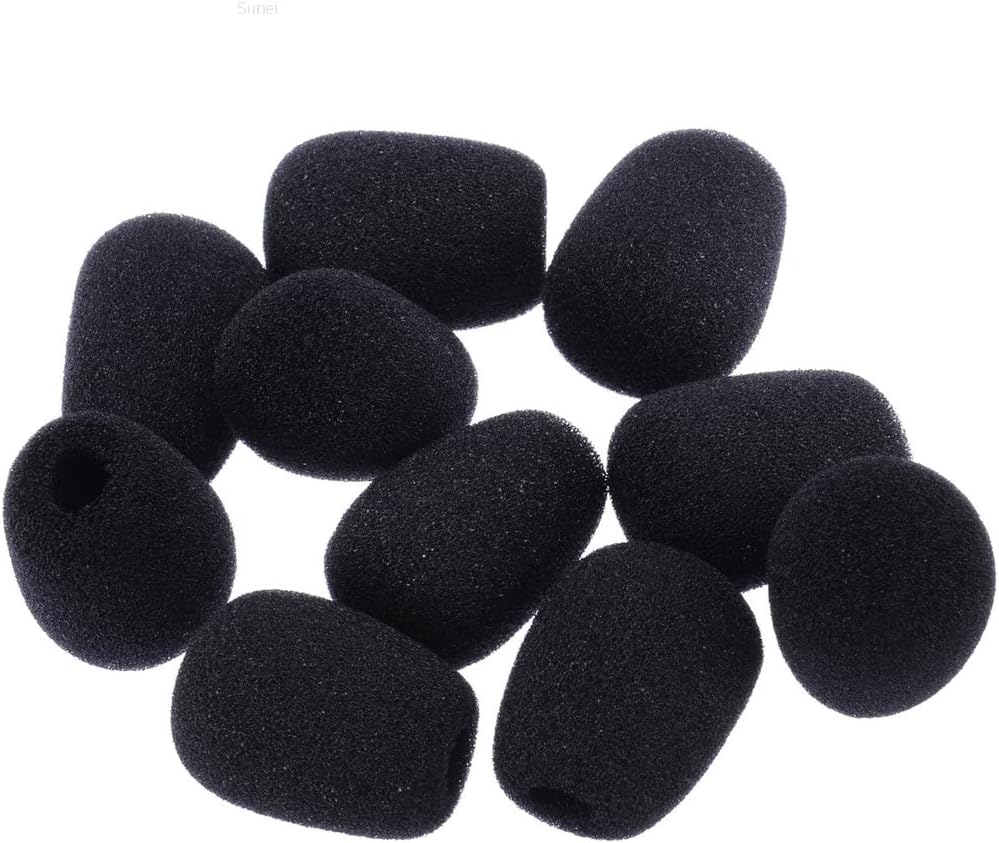 10 Pcs 30x8MM Mini Microphone Headset Windscreen Sponge Foam Mic Cover Black headset microphone