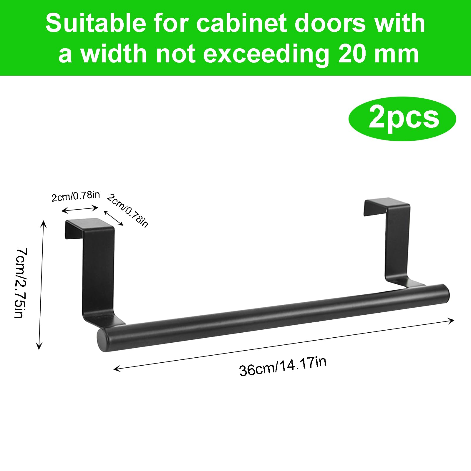 Portasciugamani Da Armadietto In Acciaio Inox - Gancio Per Strofinacci, 36CM - Foto 3