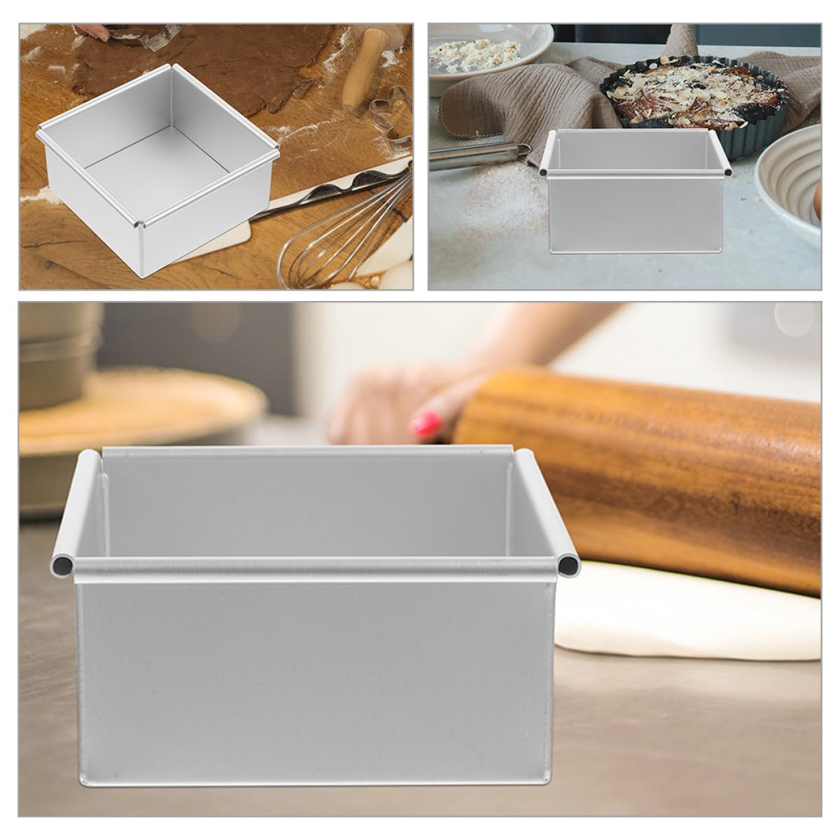 Molde Cuadrado para Pasteles con Base Extraíble de Aleación de Aluminio
