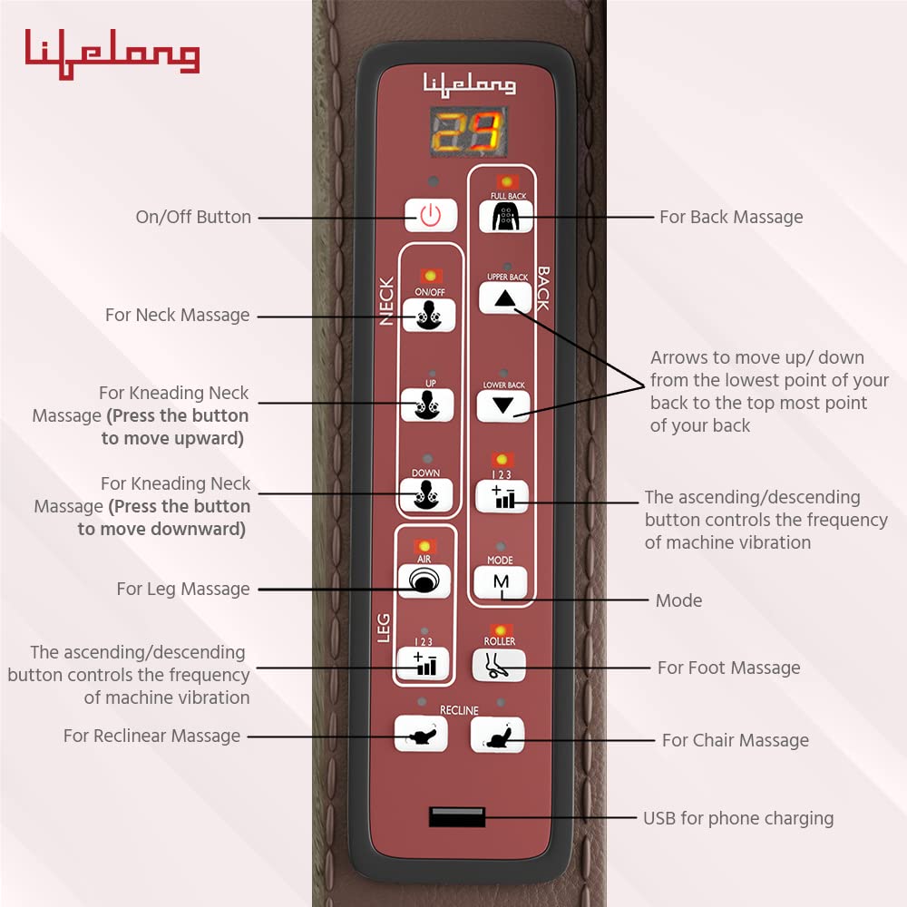 Lifelong LLM558 Full Body Massage Chair with Recliner and powerful 3D Back, Leg and Foot Rollers for Massage for Home| Massage chair for Full Body Relaxation at Home (1 Year Warranty), Brown Lifelong LLM558 Full Body Massage Chair with Recliner and powerful 3D Back, Leg and Foot Rollers for Massage for Home| Massage chair for Full Body Relaxation at Home (1 Year Warranty), Brown