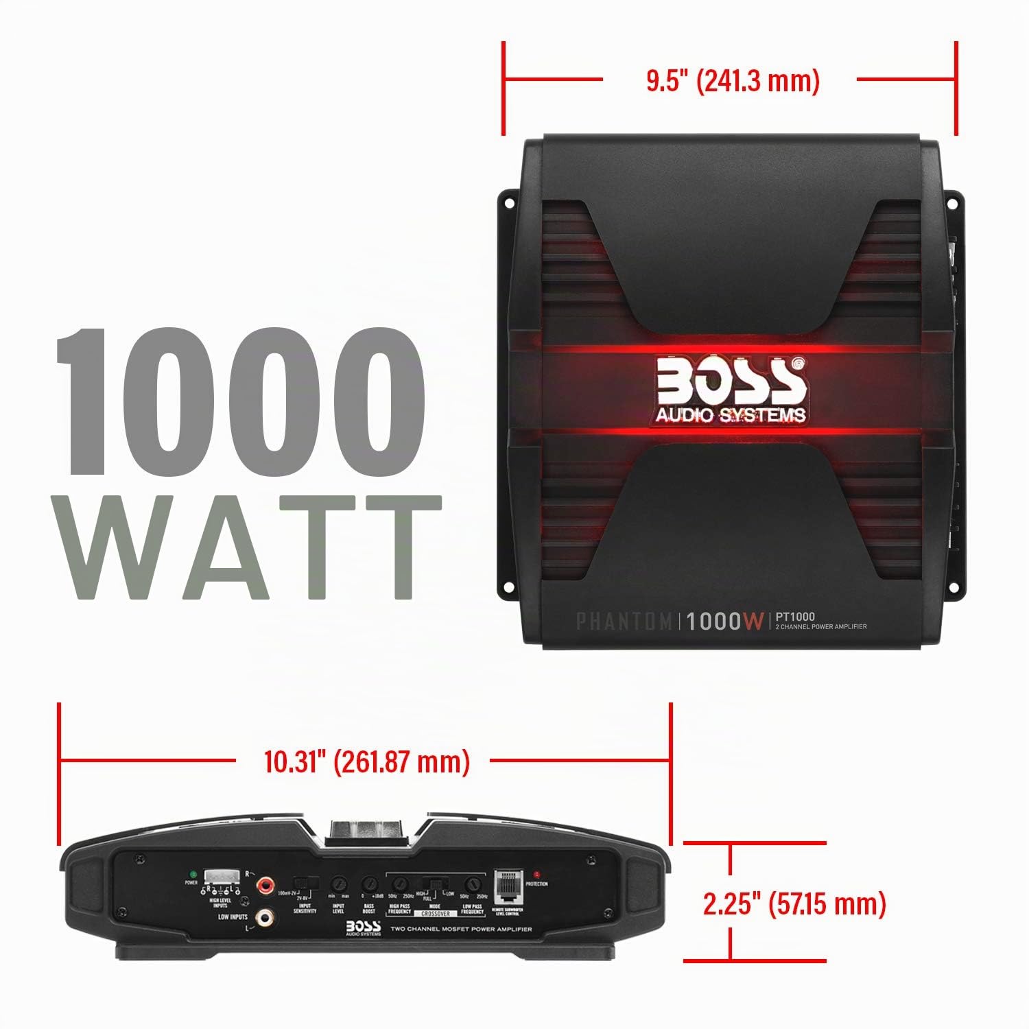 Boss Audio PT1000 Phantom 1000 W 2 canali, Amplificatore Classe A/B