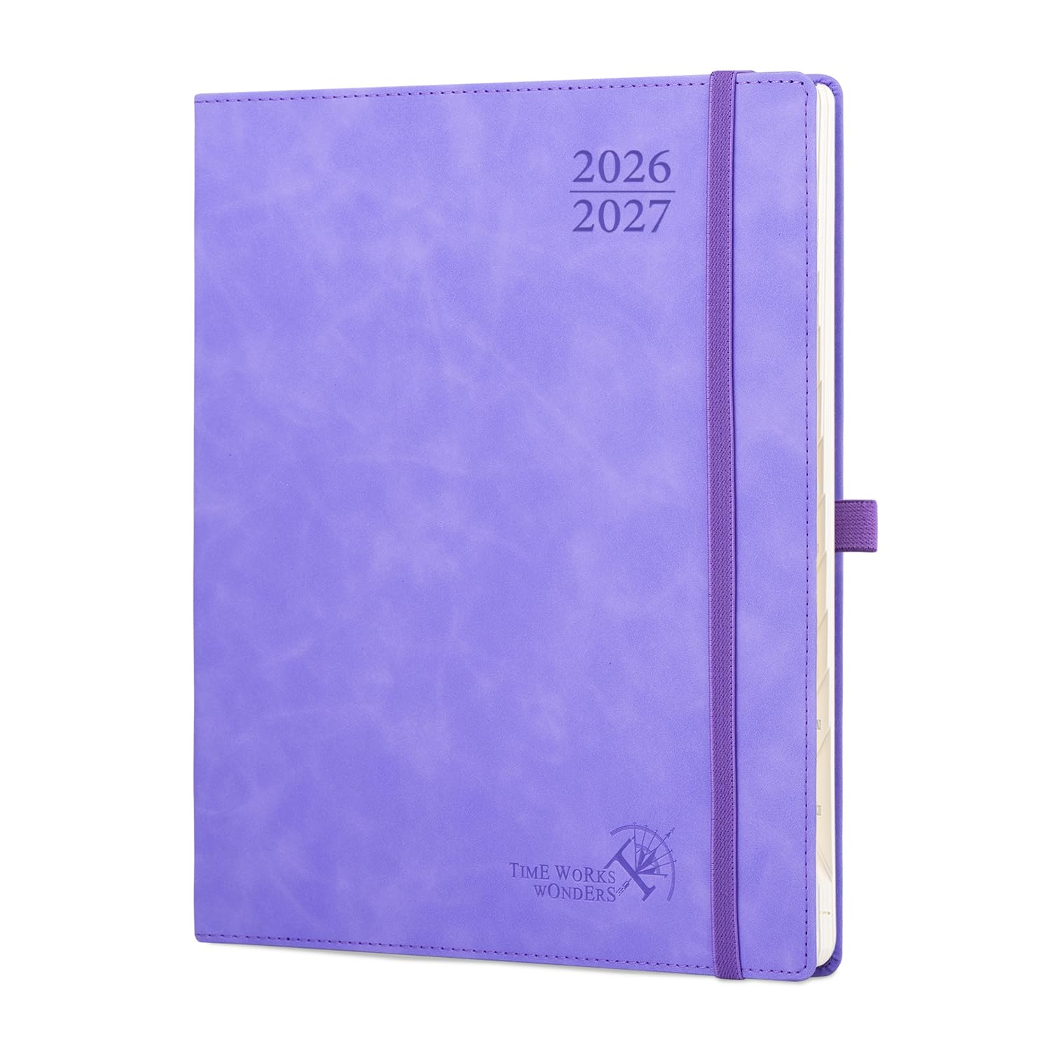 POPRUN Academic Diary Week to View 2026-2027 Large Soft Cover 26.5 x 21.5 cm - 26/27 Weekly Planner & Notebook in One, Inner Pocket, Monthly Tab(Lilac)