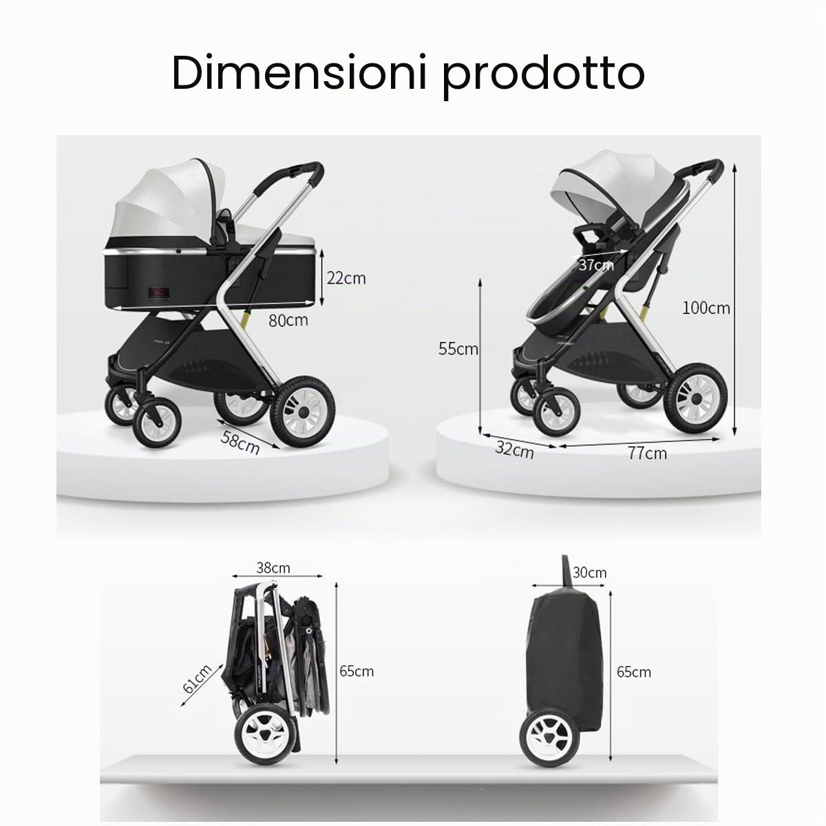 YCKEGEW Carrozzina Tandem per Gemelli Passeggino Doppio con Telaio in Alluminio, Il Passeggino Doppio può Stare Sdraiato,Passeggini per Bambini da 0 A 36 Mesi (Color : Grey)