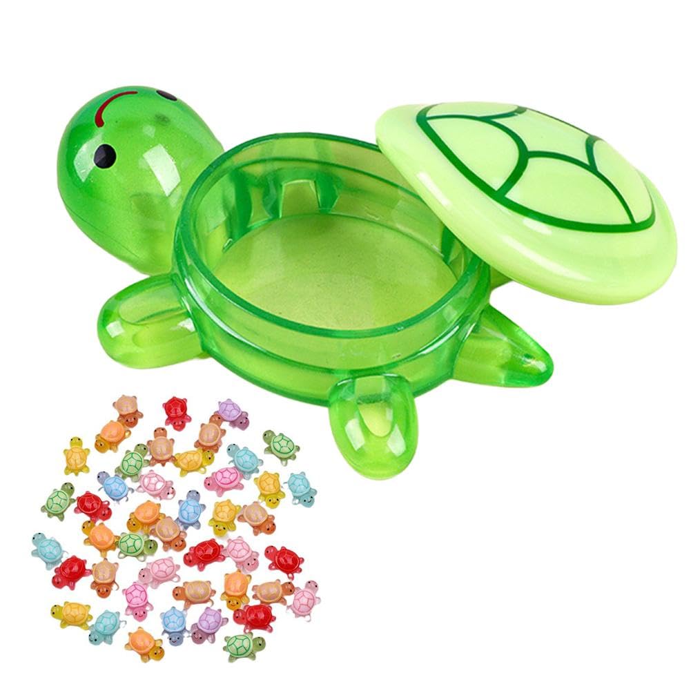 Tqcplfdiddo Green 100Pack Cute Tiny Turtles For Crafts,Luminous Mini Turtle Figurines With Turtle Storage Box,Glow In The Dark Miniatures Resin Turtles For Fairy Garden Landscape Decoration