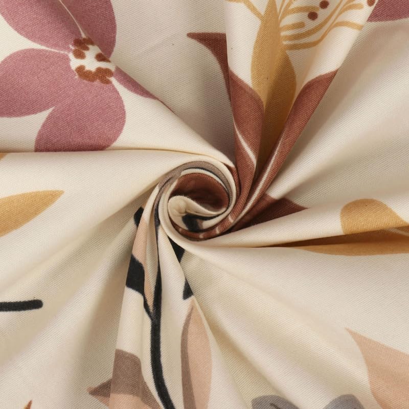 Image of NEW LEAF Cotton Fitted King Bedsheets with 2 Pillow Covers | Elastic Fitted | Wrinklefree | Ultrasoft |Winter Bedsheet 200 to 220 tc Floral | 78x72+8 Inches, Floral Almonds Beige