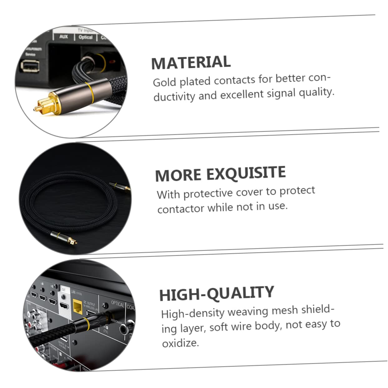 Mikikit Cavo Audio Ottico in Fibra, Nero, Segnale Stabile e Copertura Protettiva, per Soundbar e Console,