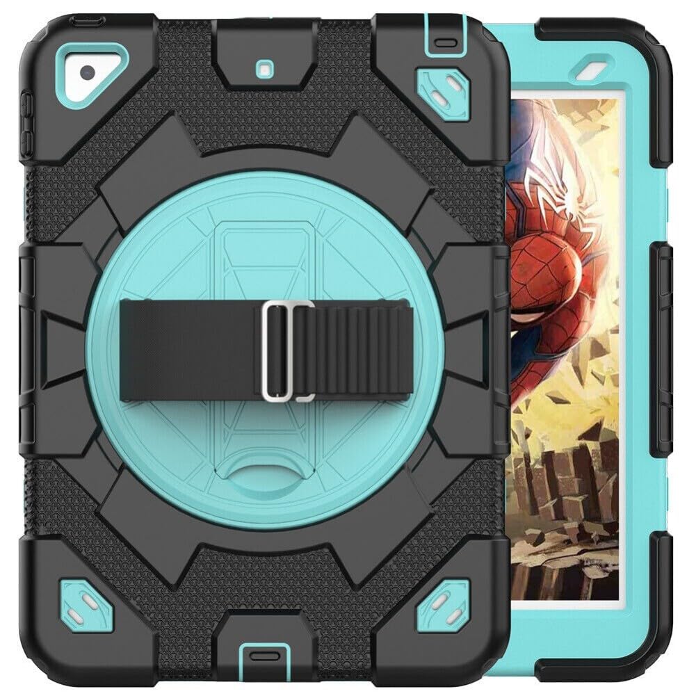 etui na iPada 10. generacji 10,9 2022 (kolor: czarny/jasnoniebieski) odporny na wstrząsy stojak obudowa twarda tylna twarda silikonowa osłona paska