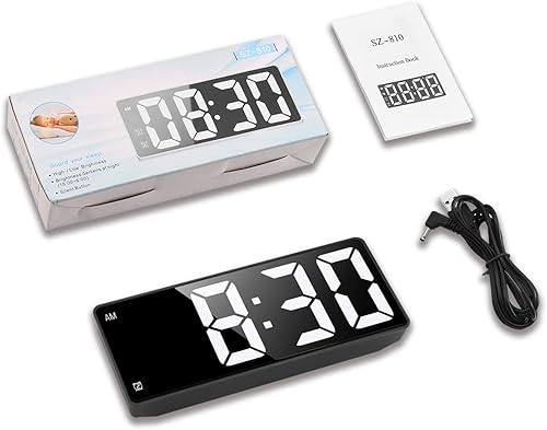 Miniatura 8 de ORIA Reloj despertador digital, reloj despertador LED, reloj de escritorio de pantalla grande con pantalla de temperatura, 12/24 horas, repetición,