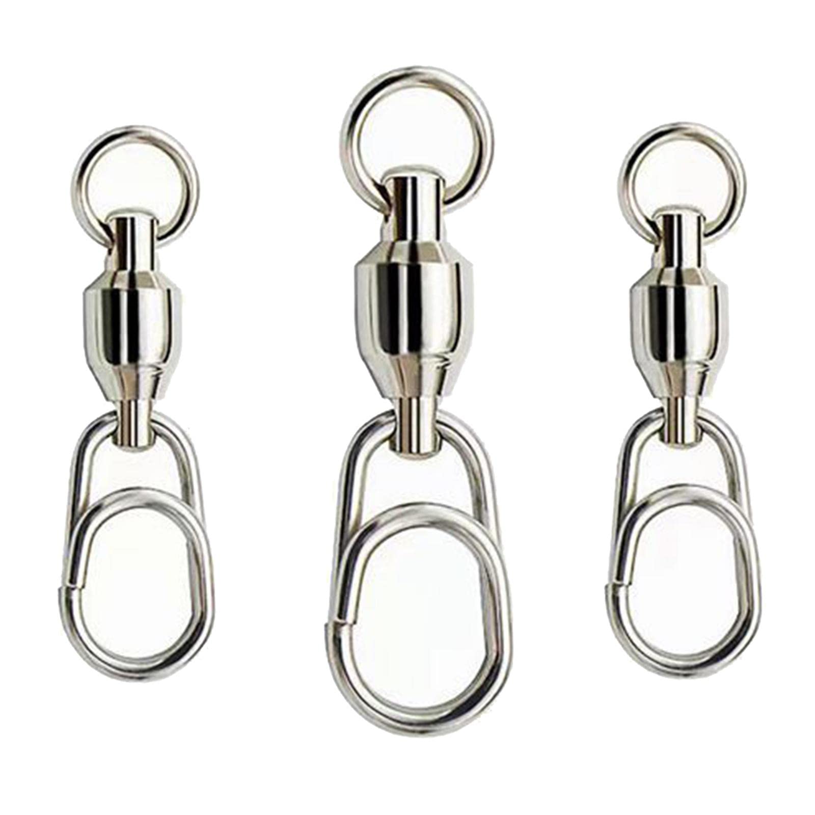 Lot de 10 émerillons de pêche à roulement à billes avec clip en acier inoxydable, connecteur Tackle 3, style 3