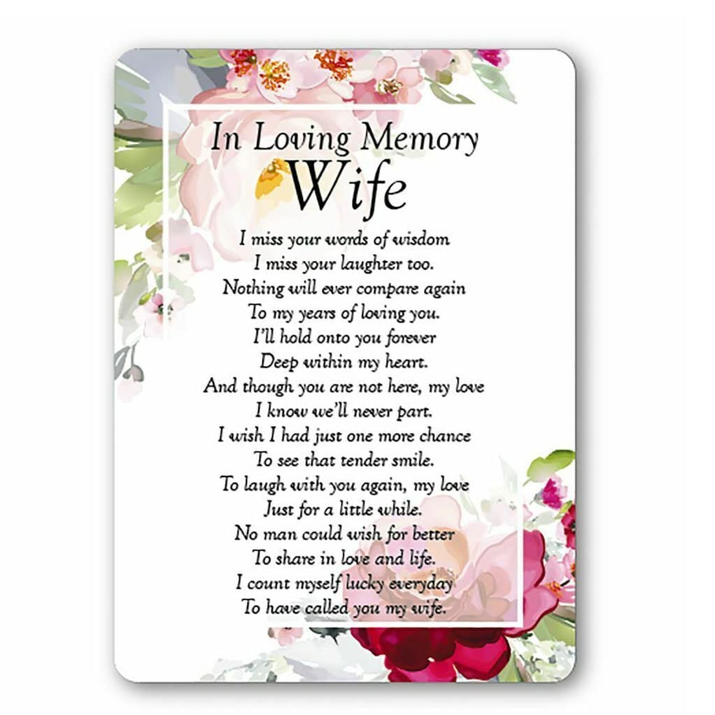 Angraves Multicolor Loving Memory Wife Peony Memorial Remembrance Verse Plastic Coated Grave Graveside Card